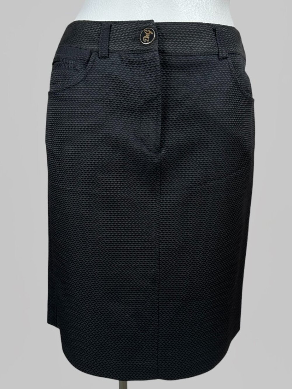 D&G Dolce & Gabbana Black Jacquard Satin Skirt